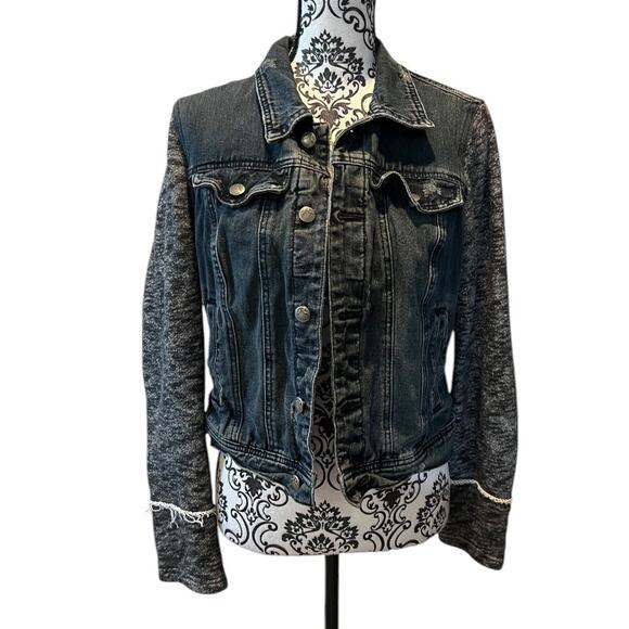 Free people Denim Sweatshirt Sleeve Jacket size S - Picture 1 of 10